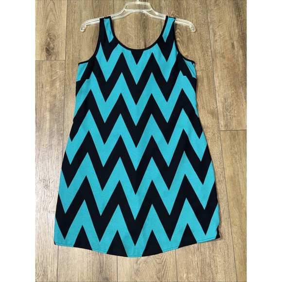 A. Byer Dresses & Skirts - A. Byer Mini Dress Women's Black And Teal Sleeveless Chiffon Ruffled Shift